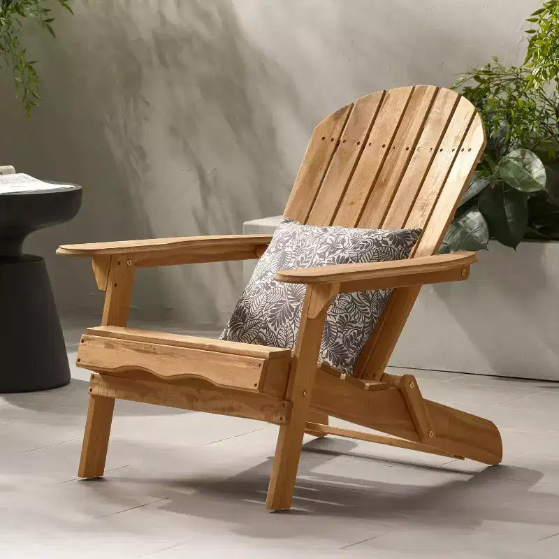 Okak Rustic Patio Folding Adirondack Chair Premium Acacia Accent Chair for Porch,Garden&Backyard,Outdoor Lounge Chair,300lbs Max