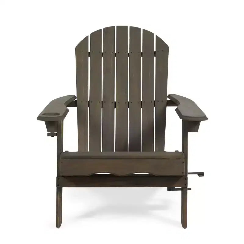 Okak Rustic Patio Folding Adirondack Chair Wooden Accent Chair for Porch,Garden&Backyard,Outdoor Lounge Chair,330lbs Max