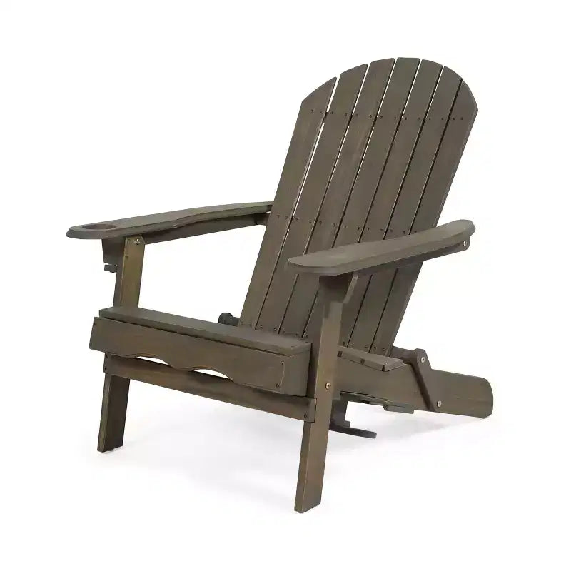 Okak Rustic Patio Folding Adirondack Chair Wooden Accent Chair for Porch,Garden&Backyard,Outdoor Lounge Chair,330lbs Max
