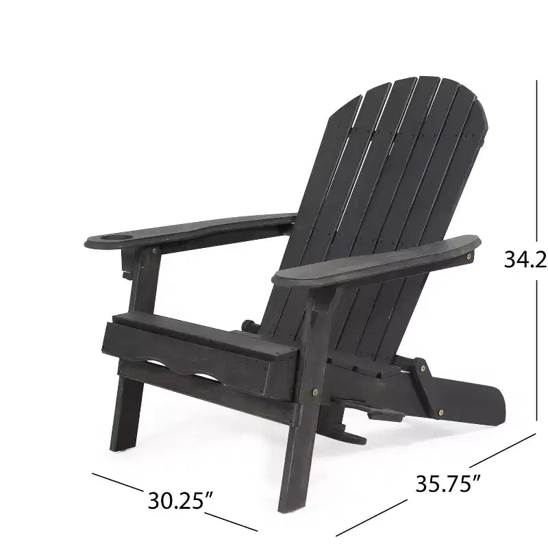 Okak Rustic Patio Folding Adirondack Chair Wooden Accent Chair for Porch,Garden&Backyard,Outdoor Lounge Chair,330lbs Max
