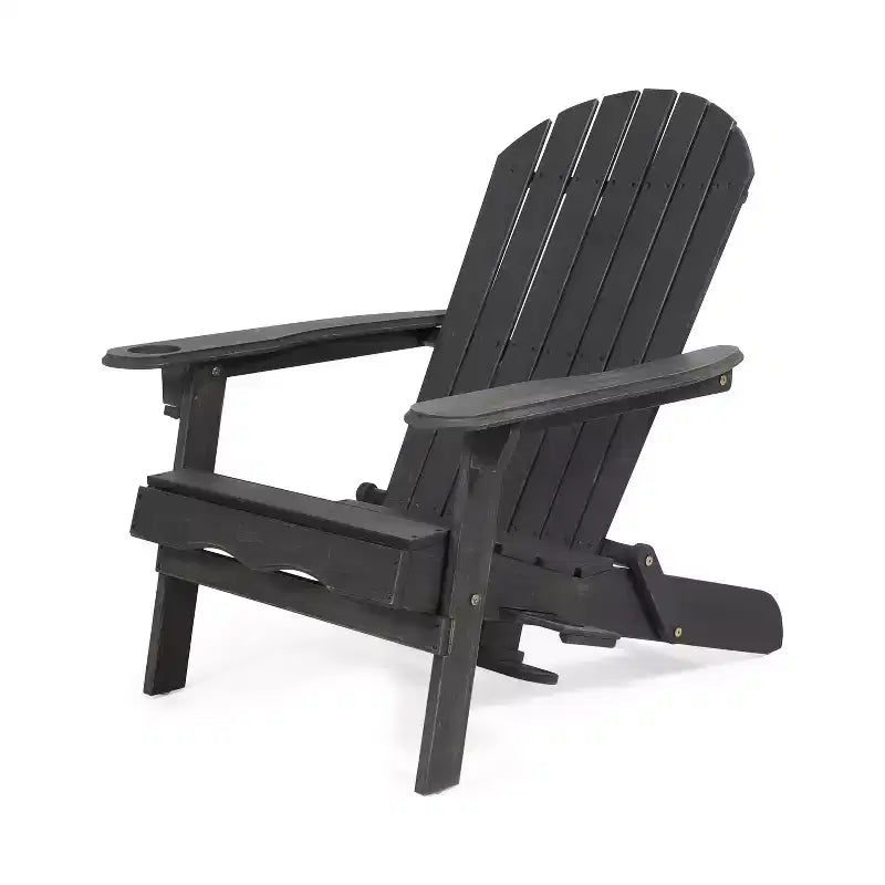 Okak Rustic Patio Folding Adirondack Chair Wooden Accent Chair for Porch,Garden&Backyard,Outdoor Lounge Chair,330lbs Max