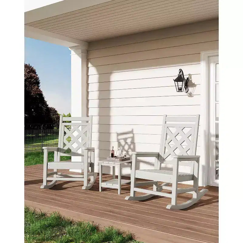 Outdoor Adirondack Rocking Chair - All-Weather HDPE Porch Rocker with High Back, Outdoor Fire Pit Chair for Garden, Lawn, Yard, Patio, Backyard