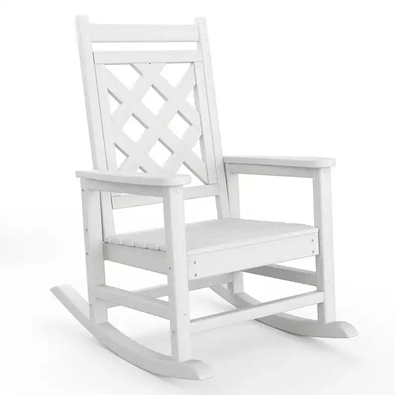 Outdoor Adirondack Rocking Chair - All-Weather HDPE Porch Rocker with High Back, Outdoor Fire Pit Chair for Garden, Lawn, Yard, Patio, Backyard