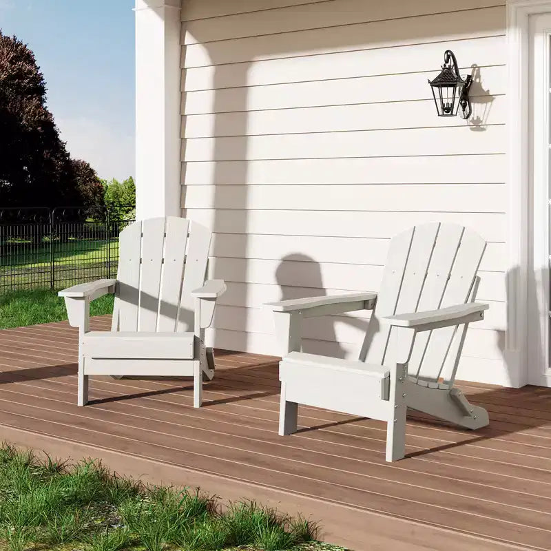 Folding Adirondack Chair - HDPE Outdoor All-Weather Fire Pit Chairs, Ergonomic Extended Backrest for Patio, Garden Pool, Backyard