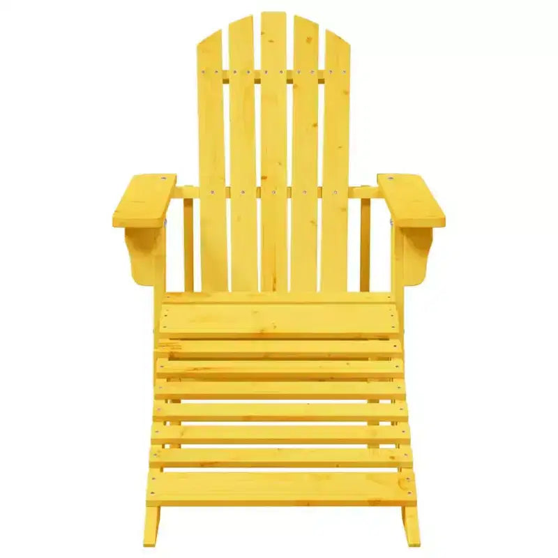 vidaXL Adirondack Chair with Ottoman - Yellow Solid Wood for Patio Garden Outdoor Comfort