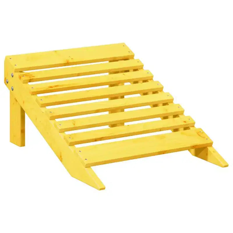 vidaXL Adirondack Chair with Ottoman - Yellow Solid Wood for Patio Garden Outdoor Comfort