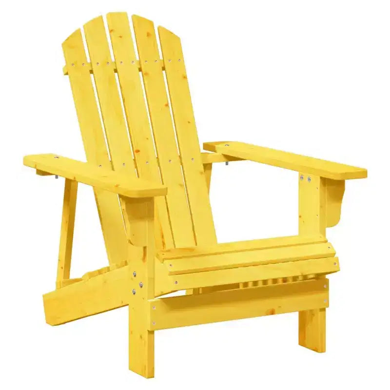 vidaXL Adirondack Chair with Ottoman - Yellow Solid Wood for Patio Garden Outdoor Comfort