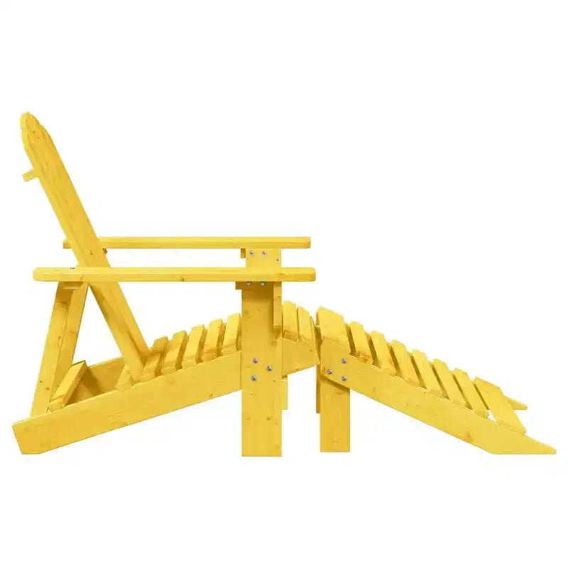 vidaXL Adirondack Chair with Ottoman - Yellow Solid Wood for Patio Garden Outdoor Comfort