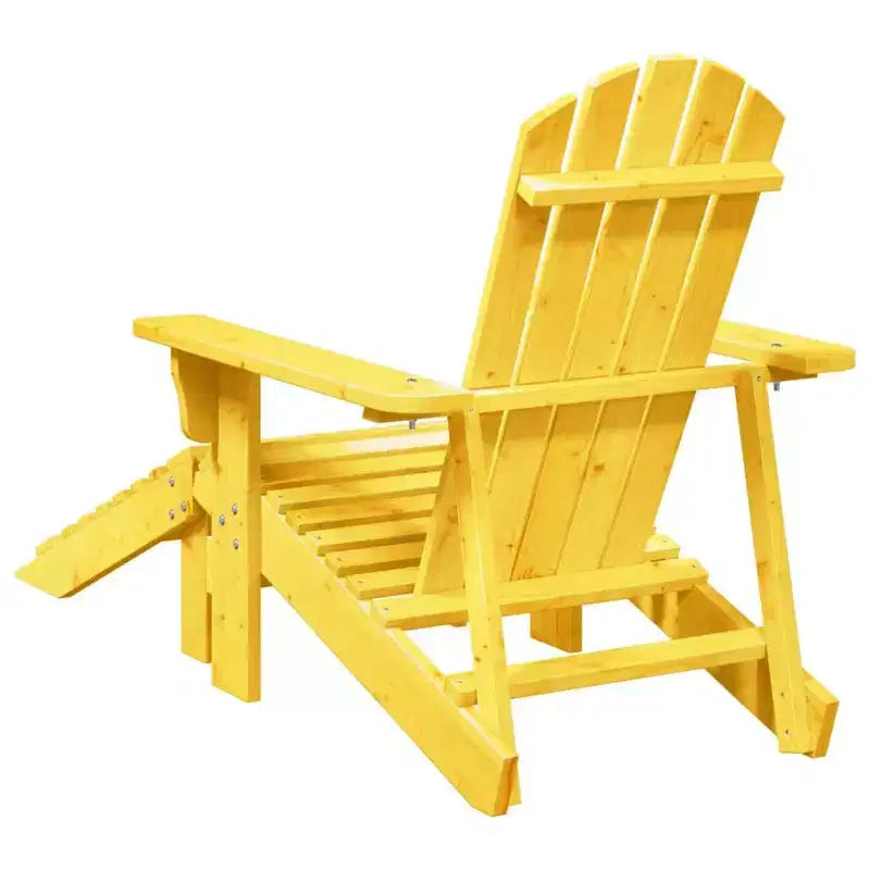 vidaXL Adirondack Chair with Ottoman - Yellow Solid Wood for Patio Garden Outdoor Comfort