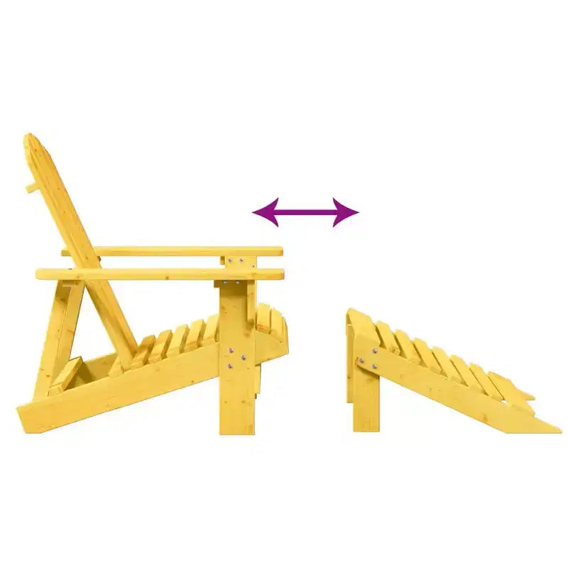 vidaXL Adirondack Chair with Ottoman - Yellow Solid Wood for Patio Garden Outdoor Comfort