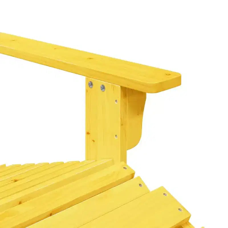 vidaXL Adirondack Chair with Ottoman - Yellow Solid Wood for Patio Garden Outdoor Comfort