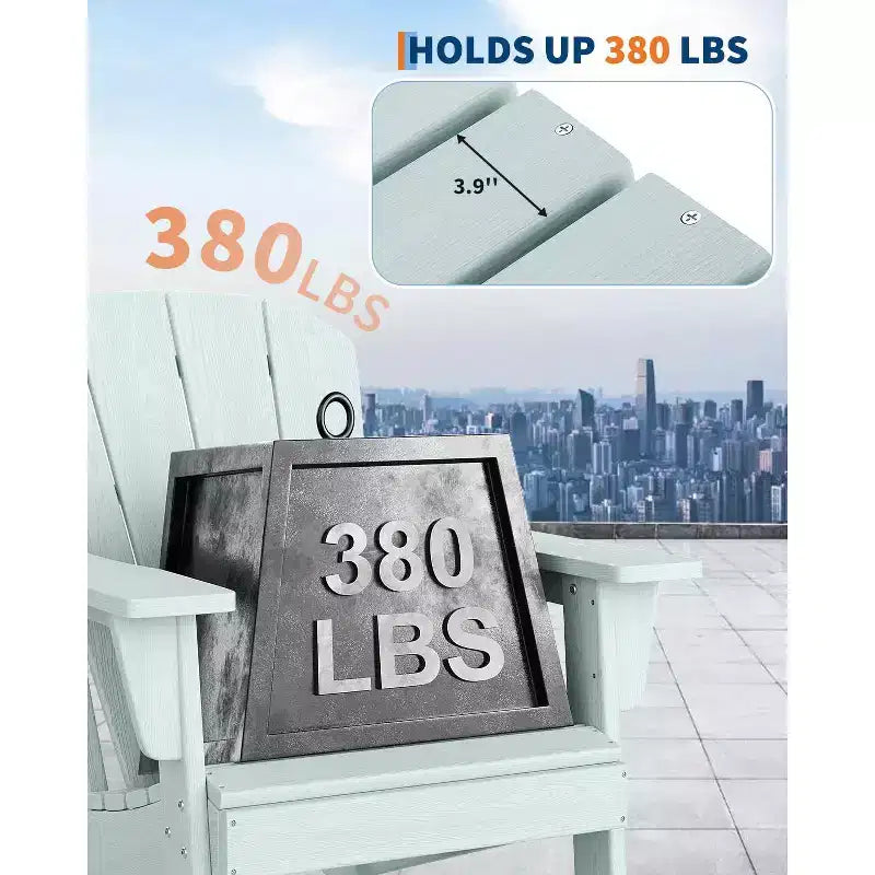Outdoor Adirondack Chairs, HDPE Plastic Patio Chairs for All Weather, Weather-Resistant Fire Pit Chair with Wide Armrests & Slatted Back