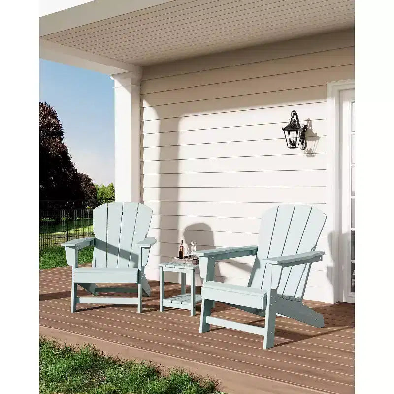 Outdoor Adirondack Chairs, HDPE Plastic Patio Chairs for All Weather, Weather-Resistant Fire Pit Chair with Wide Armrests & Slatted Back