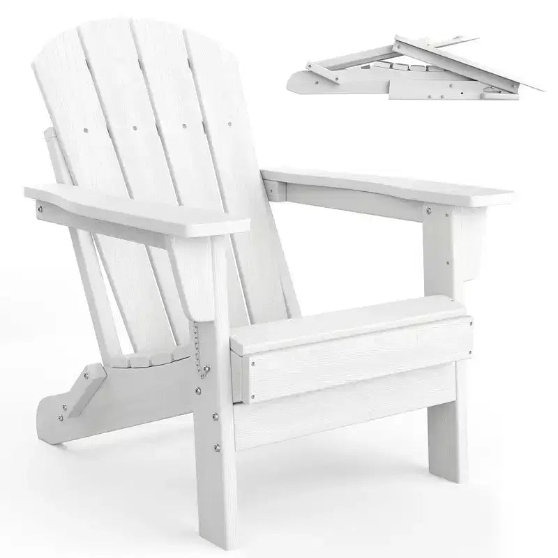 Folding Adirondack Chair, HDPE Outdoor All-Weather Fire Pit Chairs, Outdoor Wooden Lounge Chair, Modern Lounger Adirondack Chairs Ergonomic