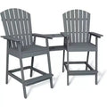 Patio Tall Adirondack Chairs Bar Chairs, Outdoor Adirondack Barstools with Connecting Tray, Bar Stool Chair with High Back for Deck, Balcony
