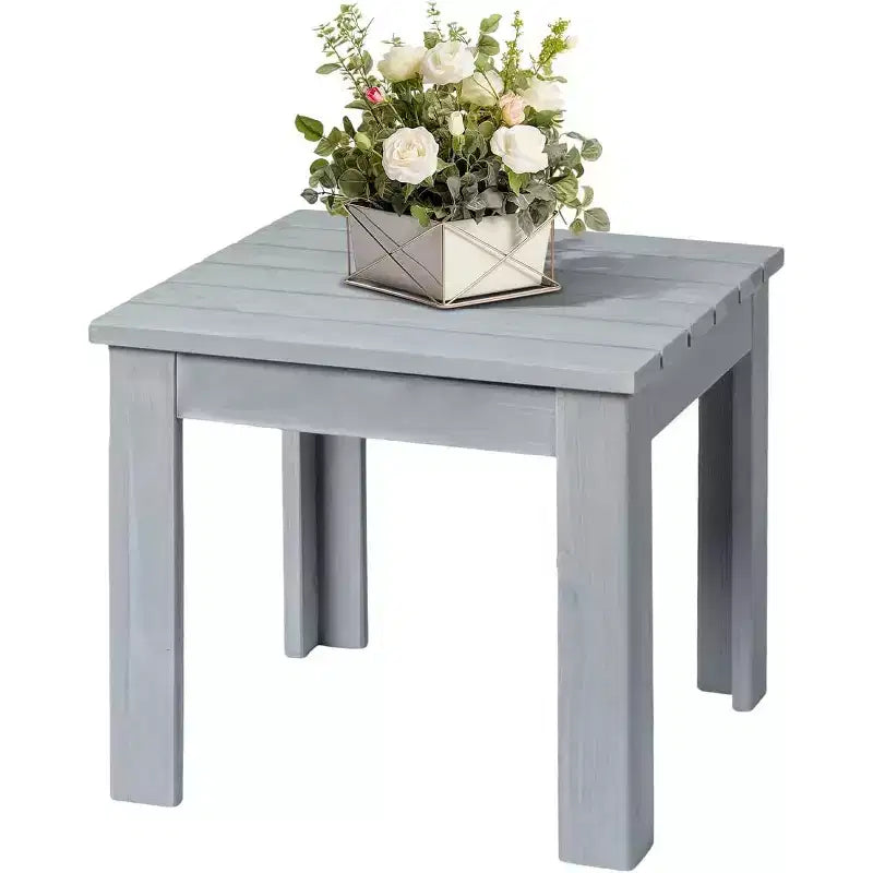 VINGLI Outdoor Adirondack Side Table, 18 Square Thick Wooden Coffee Table, Patio Side Table Conversation End Table for Patio Backyard, Garden
