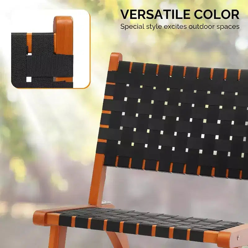 VINGLI Wooden Outdoor Chair, All-Weather Patio Seat with PE Woven Fabric, Adirondack Chair for Lawn, Balcony, Deck