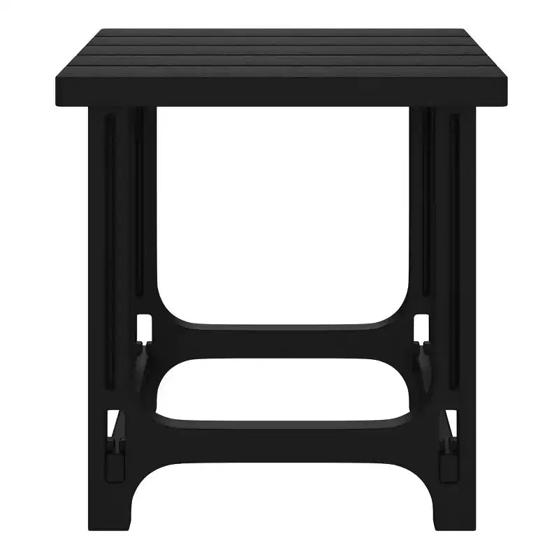 WestinTrends Azura Ensemble de 2 chaises de patio Adirondack en plastique HDPE avec table d'appoint de 18 po, Noir