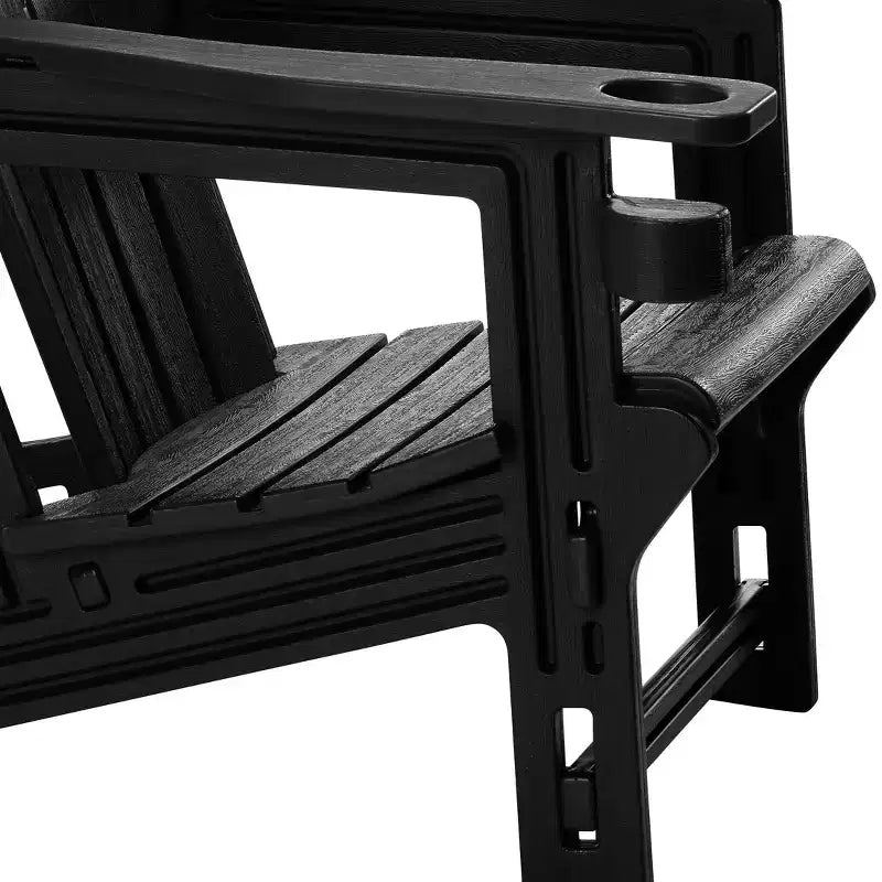 WestinTrends Azura Ensemble de 2 chaises de patio Adirondack en plastique HDPE avec table d'appoint de 18 po, Noir