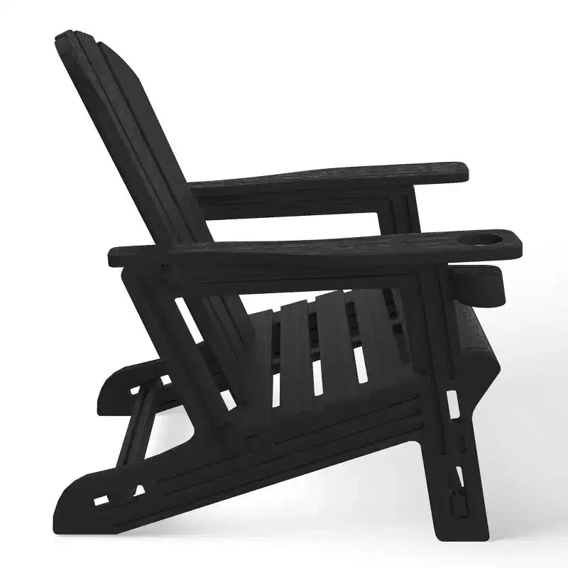 WestinTrends Azura Ensemble de 2 chaises de patio Adirondack en plastique HDPE avec table d'appoint de 18 po, Noir