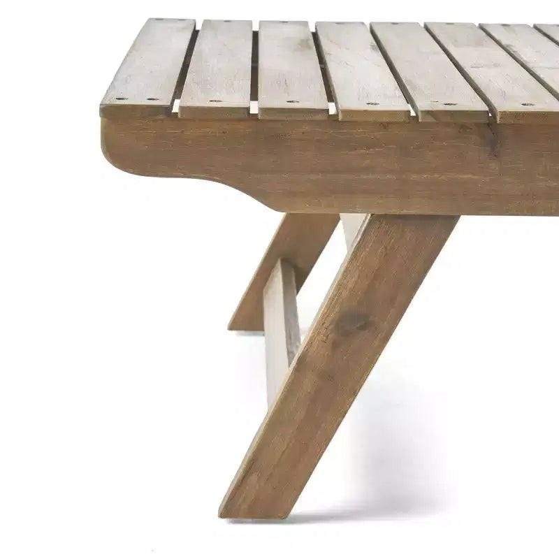 GDFStudio Cartagena Outdoor Acacia Wood 3 Piece Adirondack Chair Chat Set