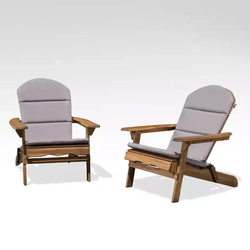 Christopher Knight Home Malibu Chaises Adirondack d'extérieur en bois d'acacia avec coussins (Lot de 2)
