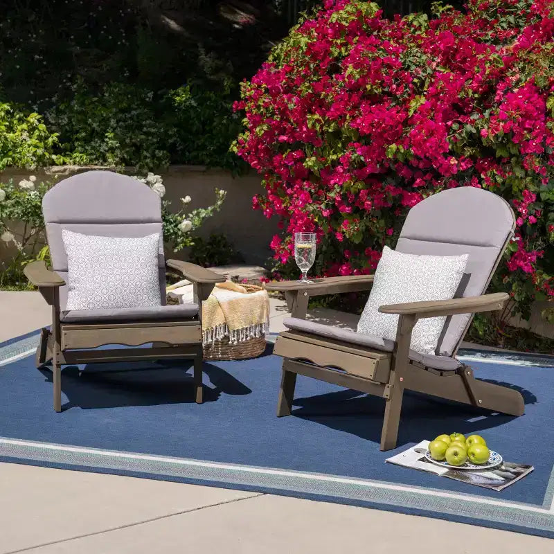 Christopher Knight Home Malibu Outdoor Acacia Wood Adirondack Chairs with Cushions (Set of 2)