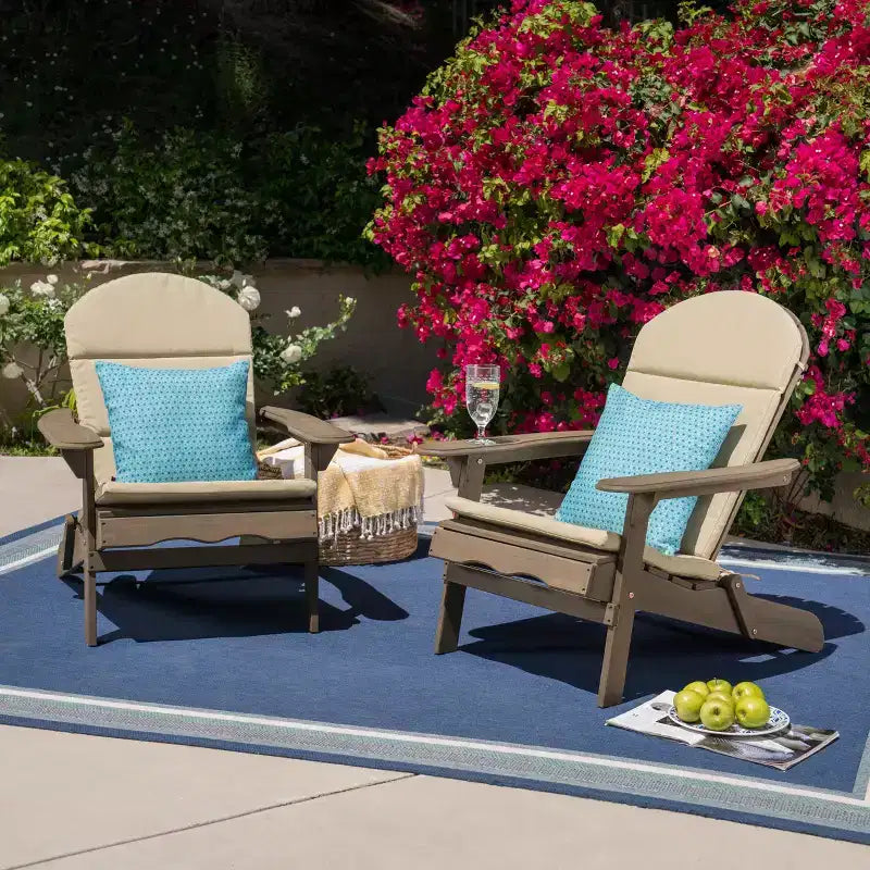 Christopher Knight Home Malibu Outdoor Acacia Wood Adirondack Chairs with Cushions (Set of 2)
