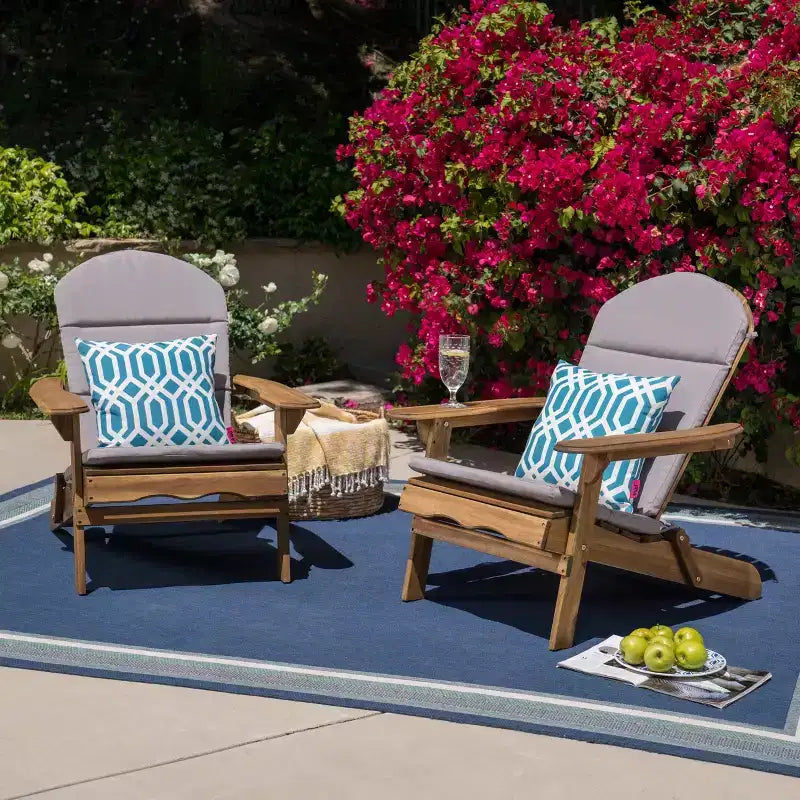 Christopher Knight Home Malibu Outdoor Acacia Wood Adirondack Chairs with Cushions (Set of 2)