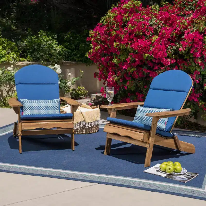 Christopher Knight Home Malibu Outdoor Acacia Wood Adirondack Chairs with Cushions (Set of 2)