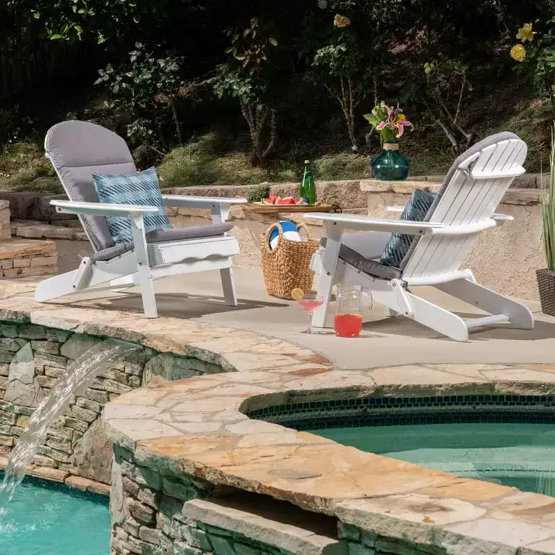 Christopher Knight Home Malibu Outdoor Acacia Wood Adirondack Chairs with Cushions (Set of 2)