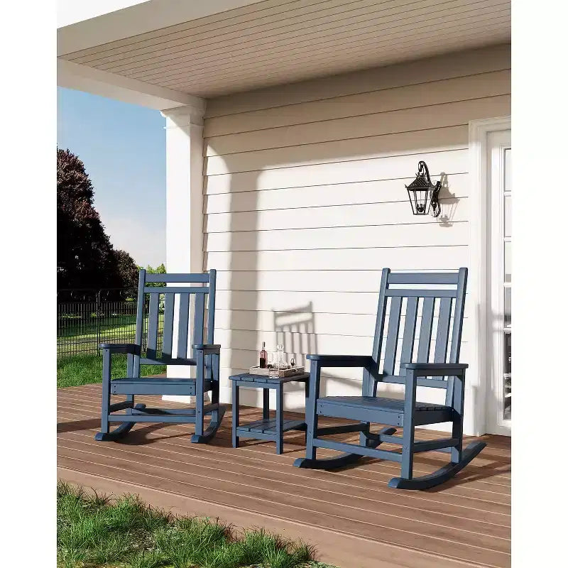 Adirondack Outdoor Patio Rocking Chair, All Weather HDPE Glider Rocker Chair with High Backrest for Porch Balcony Lawn, 380 Lbs Capacity