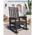 Adirondack Outdoor Patio Rocking Chair, All Weather HDPE Glider Rocker Chair with High Backrest for Porch Balcony Lawn, 380 Lbs Capacity