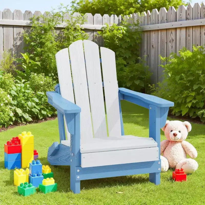 Hyleory Kids Outdoor Adirondack Chair Set  Foldable HDPE Childrens Lawn Chairs (2-Piece)