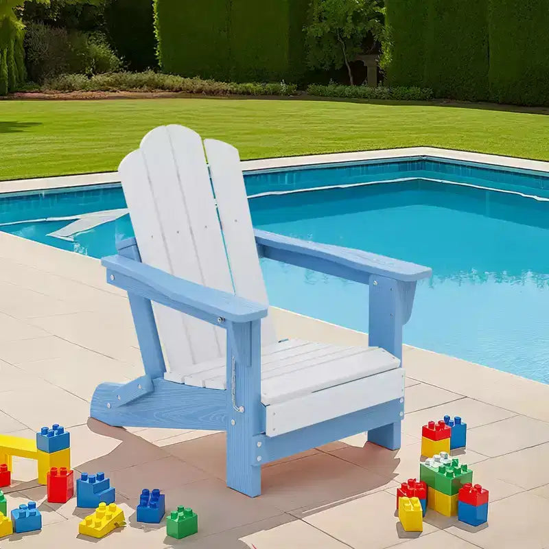 Hyleory Kids Outdoor Adirondack Chair Set  Foldable HDPE Childrens Lawn Chairs (2-Piece)