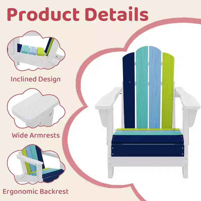 Hyleory Kids Outdoor Adirondack Chair Set  Foldable HDPE Childrens Lawn Chairs (2-Piece)