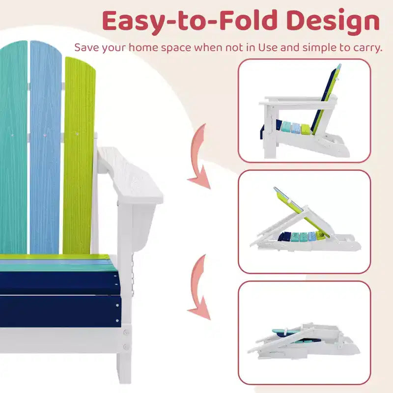 Hyleory Kids Outdoor Adirondack Chair Set  Foldable HDPE Childrens Lawn Chairs (2-Piece)