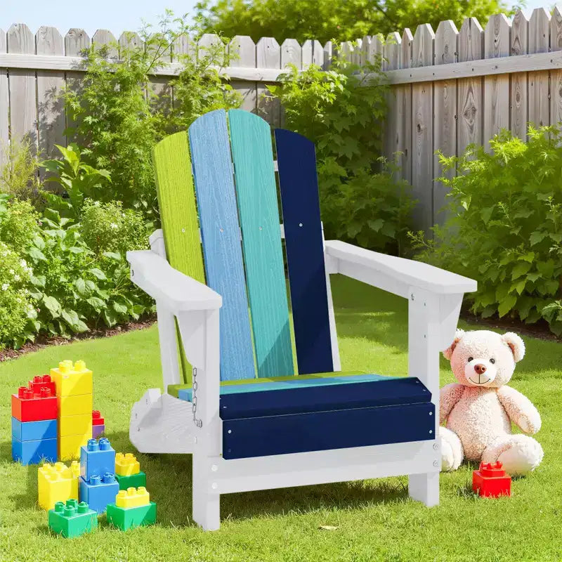 Hyleory Kids Outdoor Adirondack Chair Set  Foldable HDPE Childrens Lawn Chairs (2-Piece)