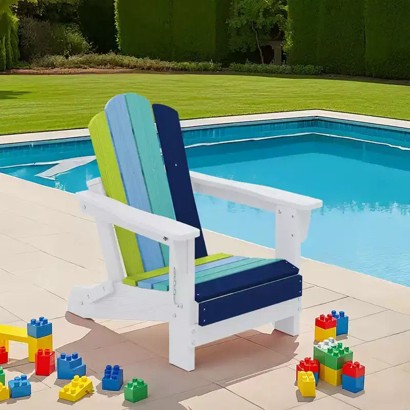 Hyleory Kids Outdoor Adirondack Chair Set  Foldable HDPE Childrens Lawn Chairs (2-Piece)