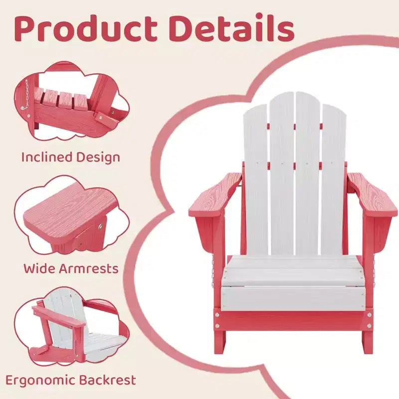Hyleory Kids Outdoor Adirondack Chair Set  Foldable HDPE Childrens Lawn Chairs (2-Piece)