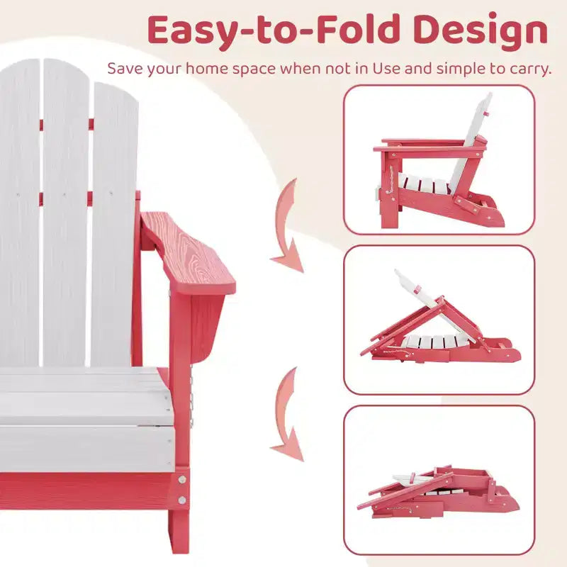Hyleory Kids Outdoor Adirondack Chair Set  Foldable HDPE Childrens Lawn Chairs (2-Piece)