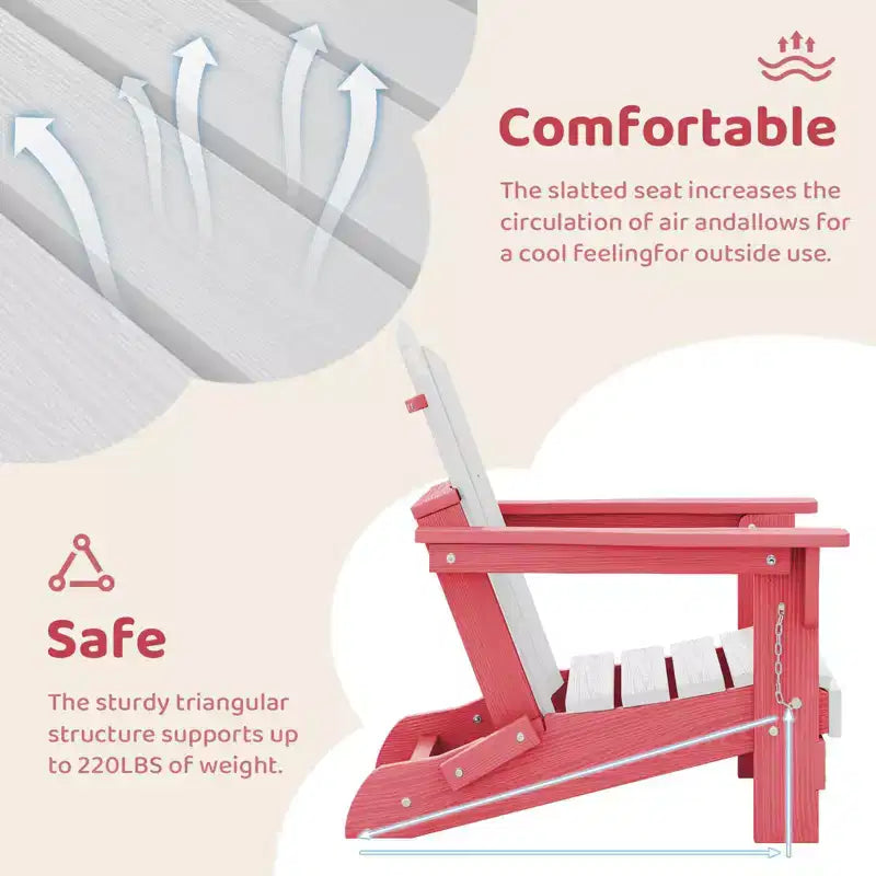 Hyleory Kids Outdoor Adirondack Chair Set  Foldable HDPE Childrens Lawn Chairs (2-Piece)