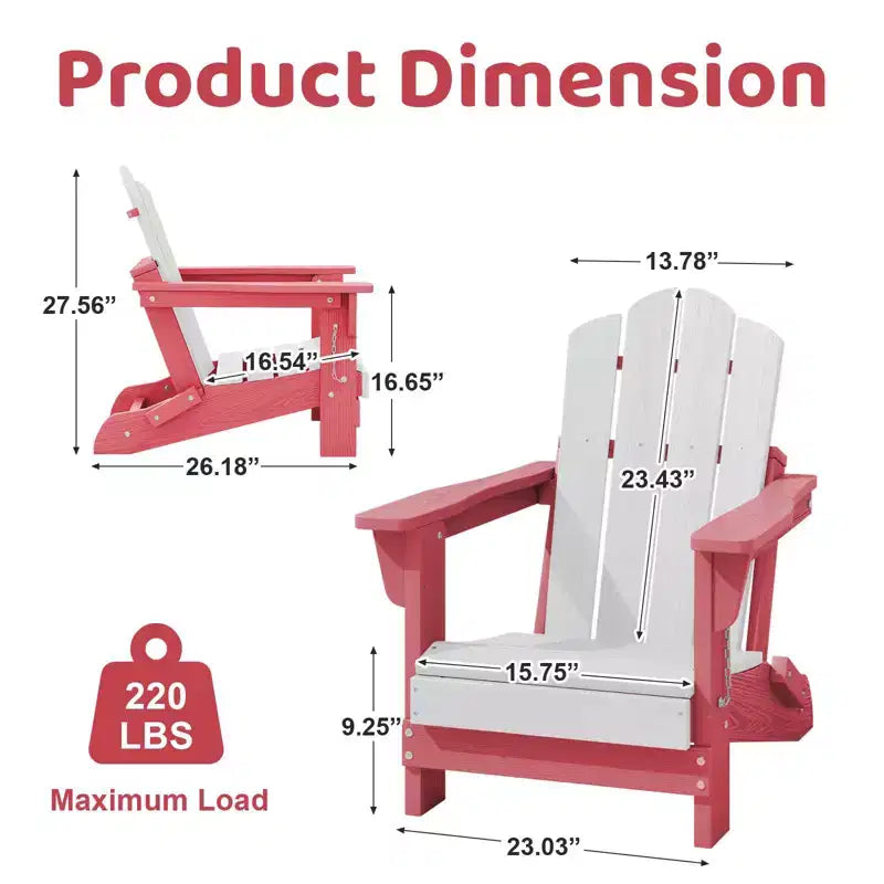 Hyleory Kids Outdoor Adirondack Chair Set  Foldable HDPE Childrens Lawn Chairs (2-Piece)