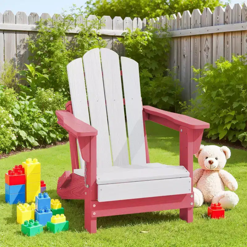 Hyleory Kids Outdoor Adirondack Chair Set  Foldable HDPE Childrens Lawn Chairs (2-Piece)