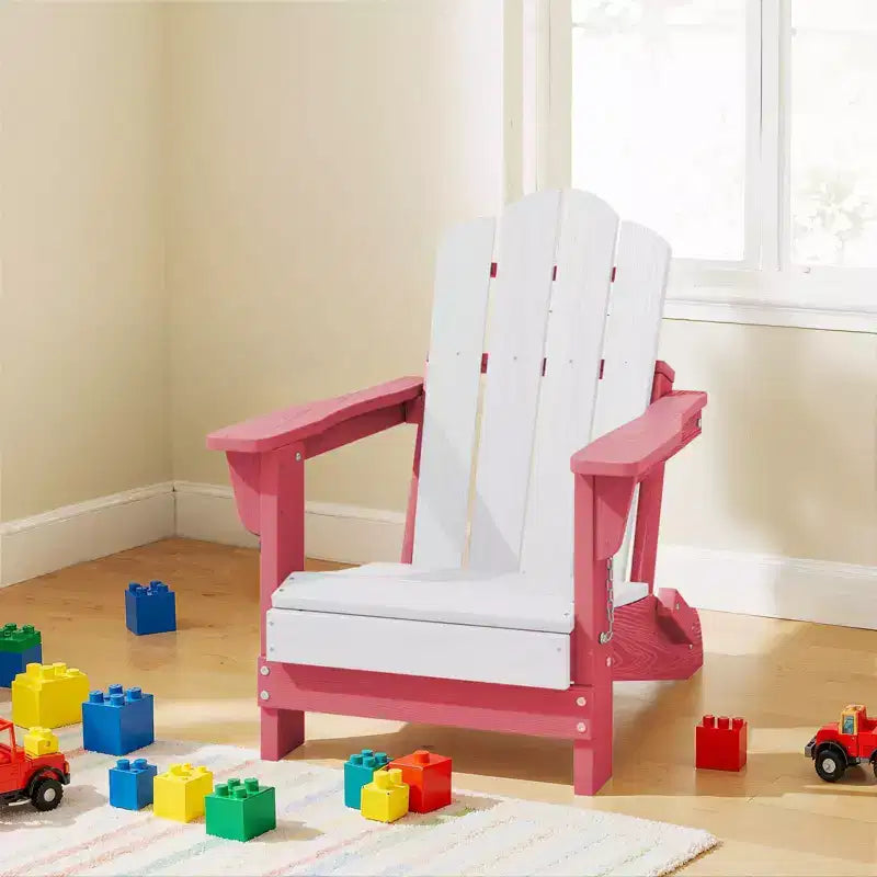 Hyleory Kids Outdoor Adirondack Chair Set  Foldable HDPE Childrens Lawn Chairs (2-Piece)