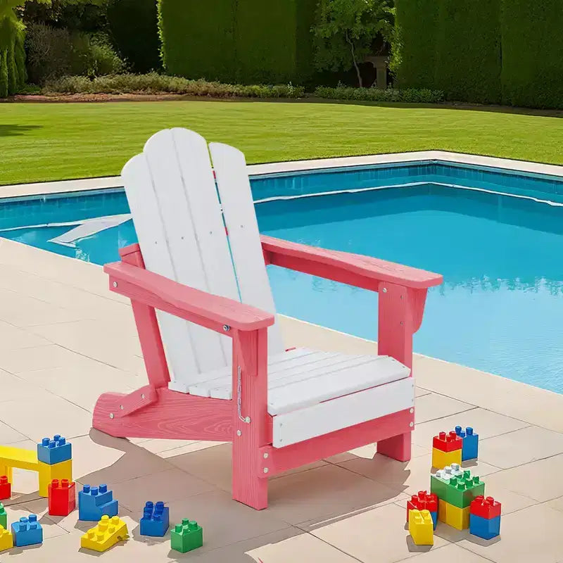 Hyleory Kids Outdoor Adirondack Chair Set  Foldable HDPE Childrens Lawn Chairs (2-Piece)
