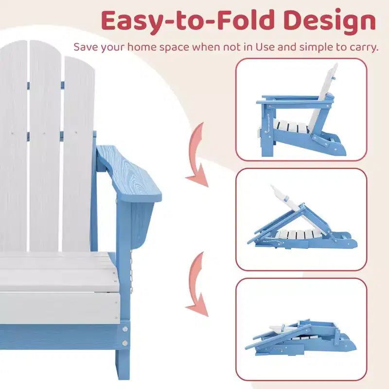 Hyleory Kids Outdoor Adirondack Chair Set  Foldable HDPE Childrens Lawn Chairs (2-Piece)