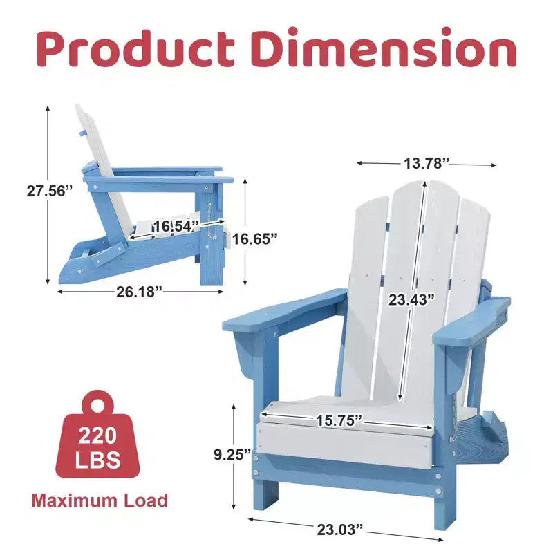 Hyleory Kids Outdoor Adirondack Chair Set  Foldable HDPE Childrens Lawn Chairs (2-Piece)