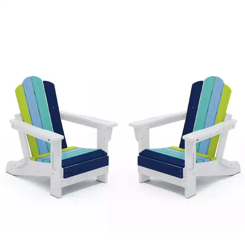 Hyleory Kids Outdoor Adirondack Chair Set  Foldable HDPE Childrens Lawn Chairs (2-Piece)