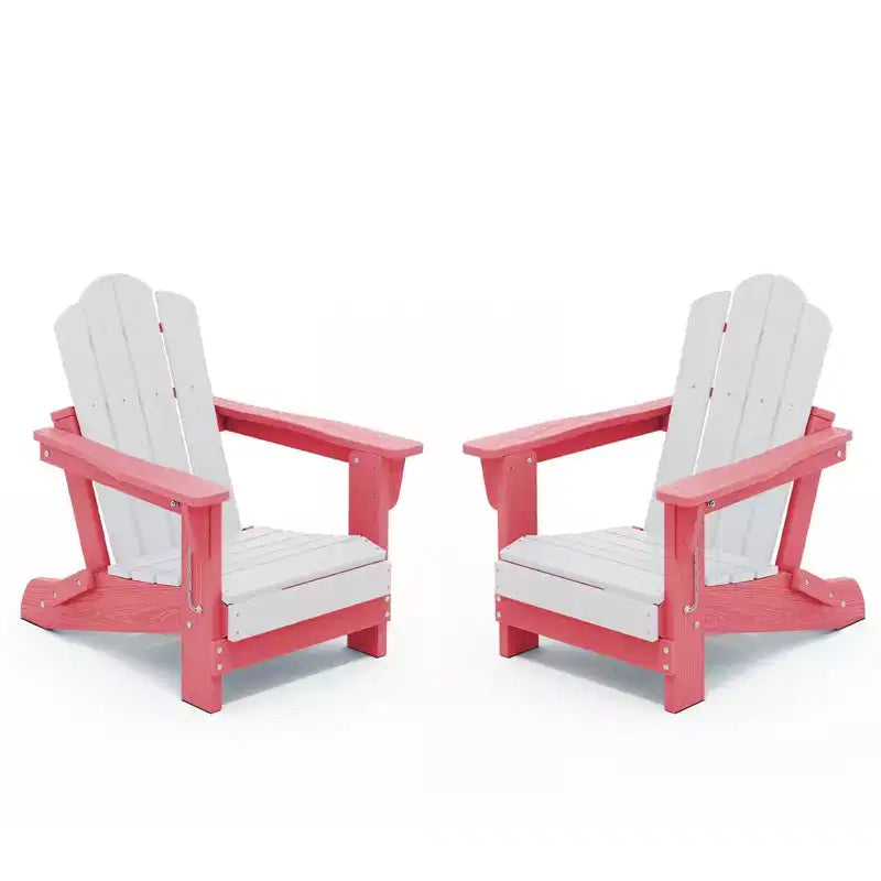 Hyleory Kids Outdoor Adirondack Chair Set  Foldable HDPE Childrens Lawn Chairs (2-Piece)